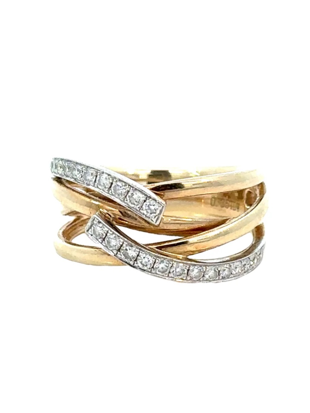 Michael Hill Solid 10K Gold & Natural Diamond Fancy Crossover Ring, Size 7.25
